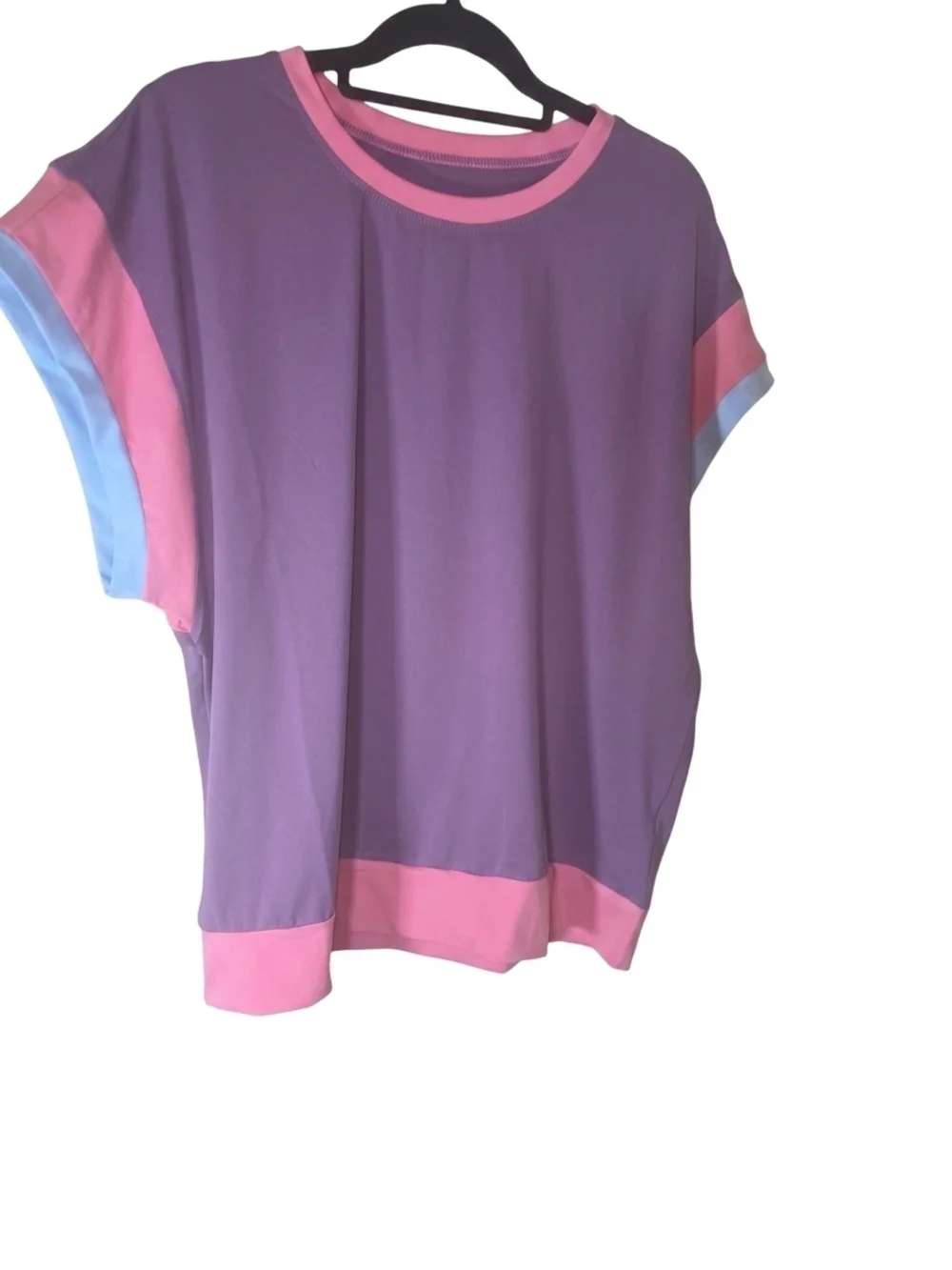 2 Piece 2X Retro Inspired Wide Leg Lounge Set Purple Pink Blue Athleisure